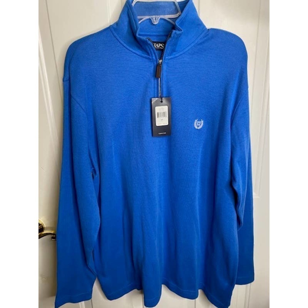 Chaps Men's 1/4 Zip Blue Long Sleeve Top NWTs‎